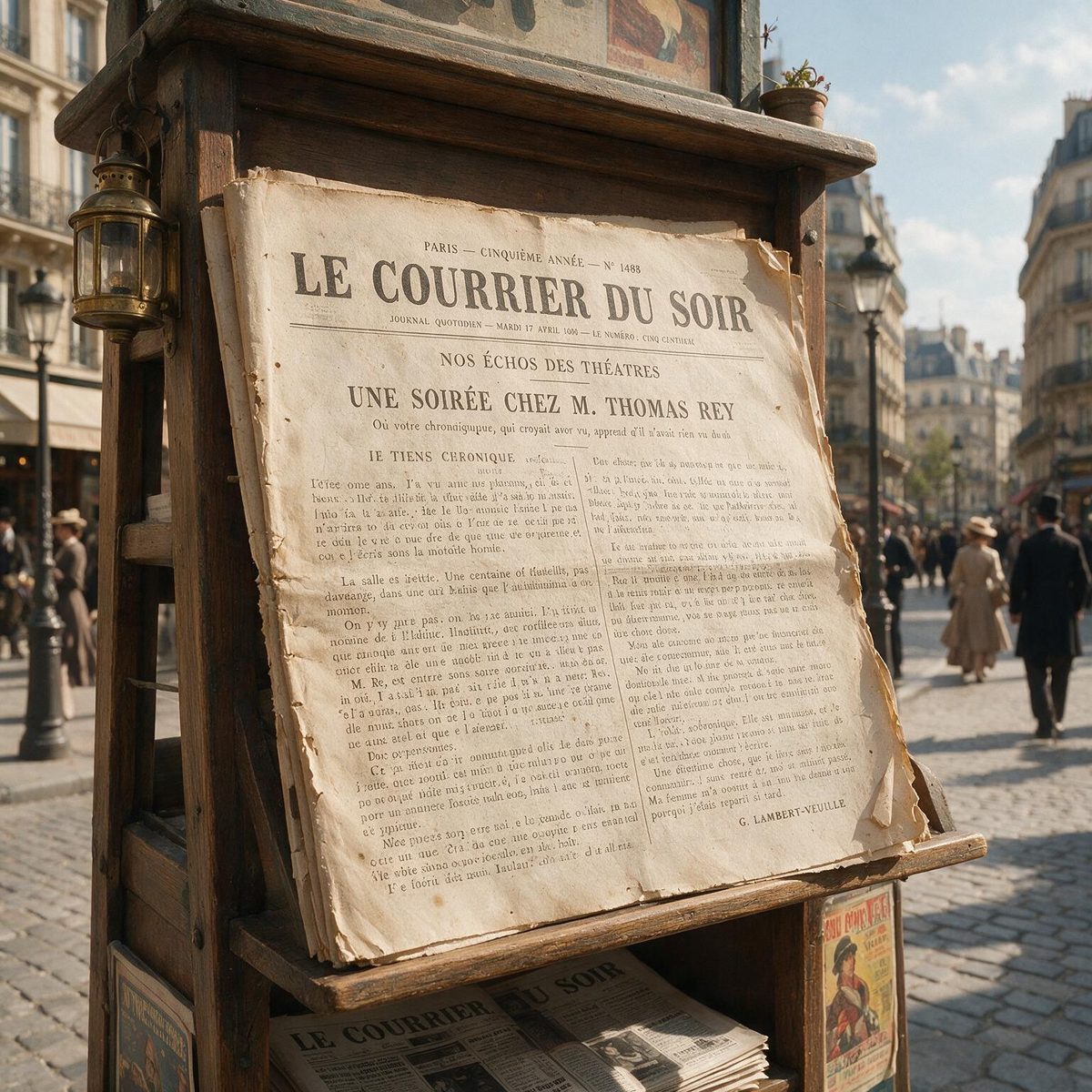 La une du Courrier du Soir : Une soirée chez M. Thomas Rey.